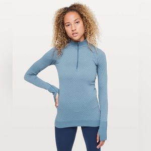 Lululemon Rest Less Half Zip Blue Size 6 Long Sleeve Pullover Workout Shirt